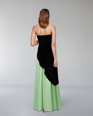 Strapless color-block gown with embellished bodice – ODD- Poleno