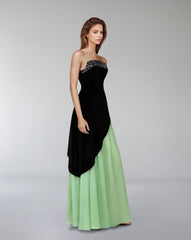 Strapless color-block gown with embellished bodice – ODD- Poleno