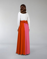Floor-length skirt with flowered waist and white shirt - ODD-SELENE