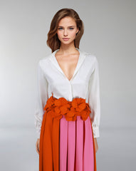 Floor-length skirt with flowered waist and white shirt - ODD-SELENE