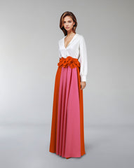 Floor-length skirt with flowered waist and white shirt - ODD-SELENE