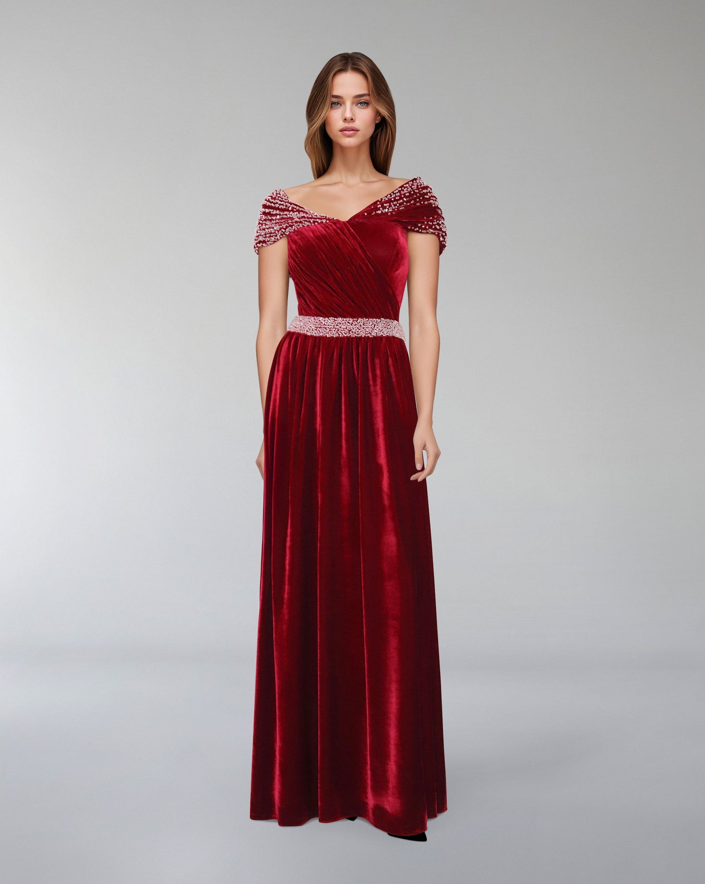 Draped velvet dress with crystals - ODD-NADINE