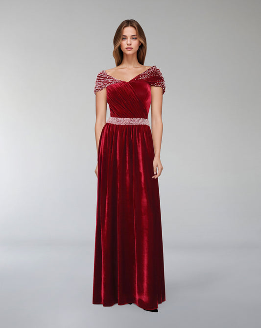 Draped velvet dress with crystals - ODD-NADINE