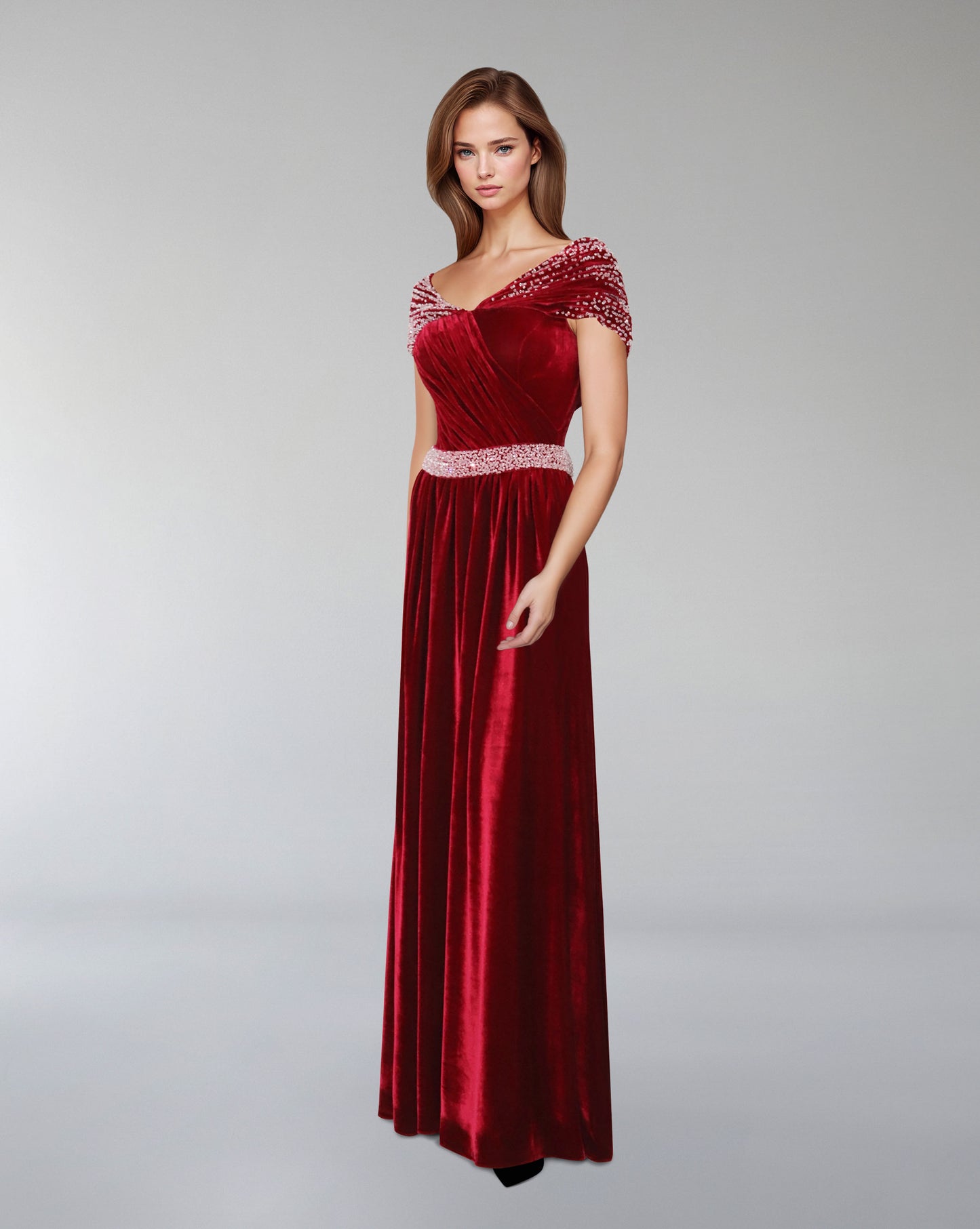 Draped velvet dress with crystals - ODD-NADINE