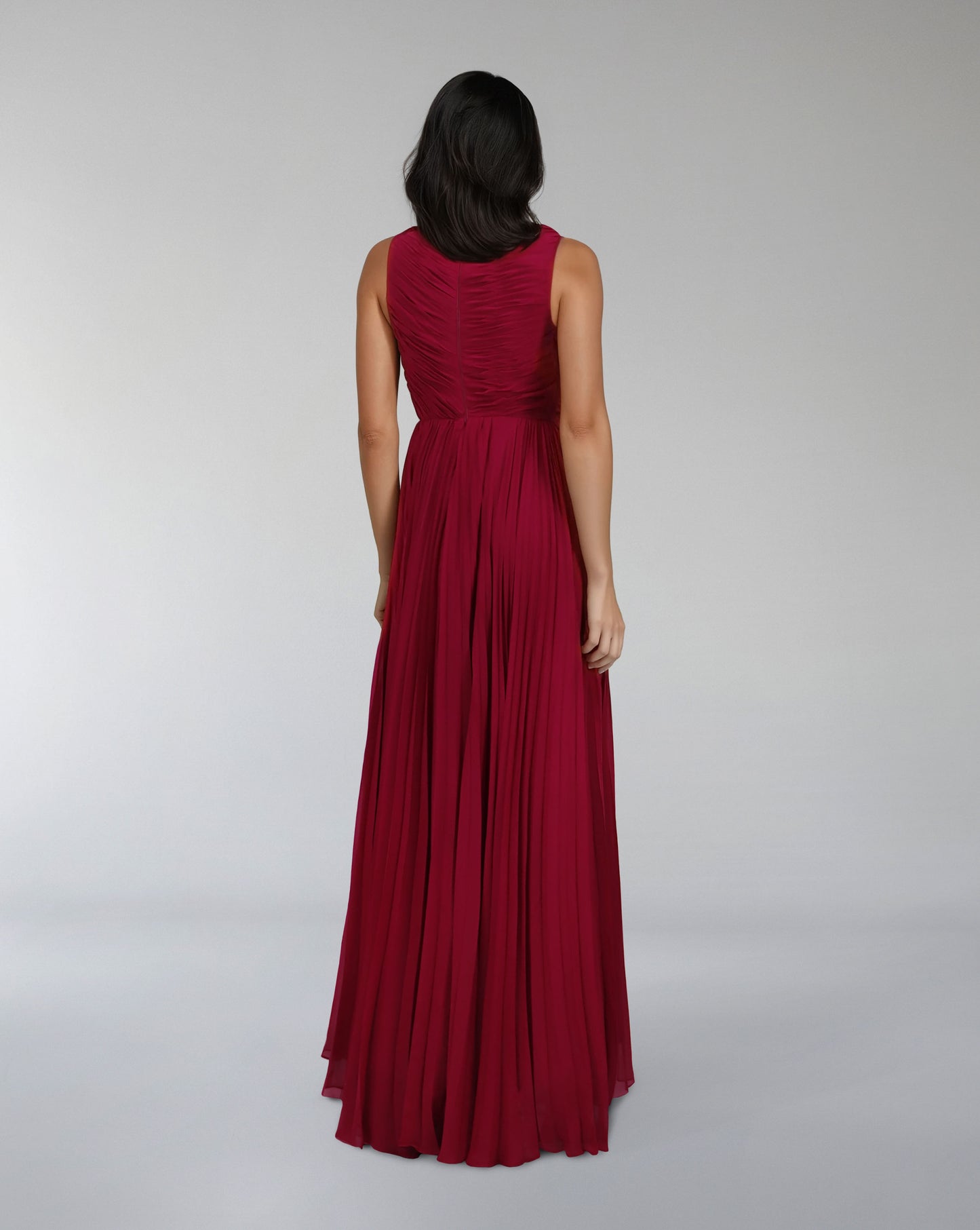 Sleeveless draped dress with bead cascade - ODD-VALENZIA
