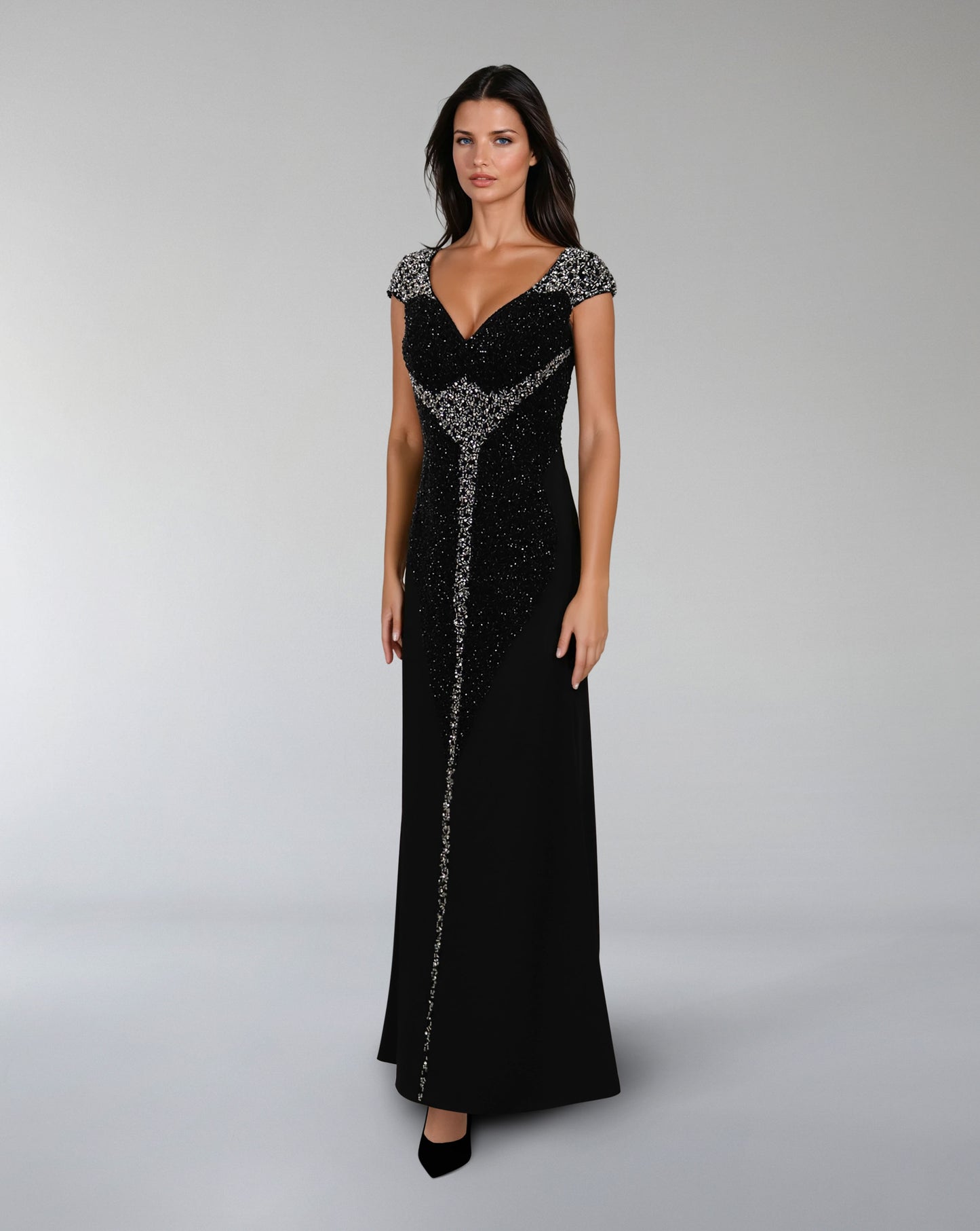 Sleeveless column dress with futuristic beading - ODD-RAINE