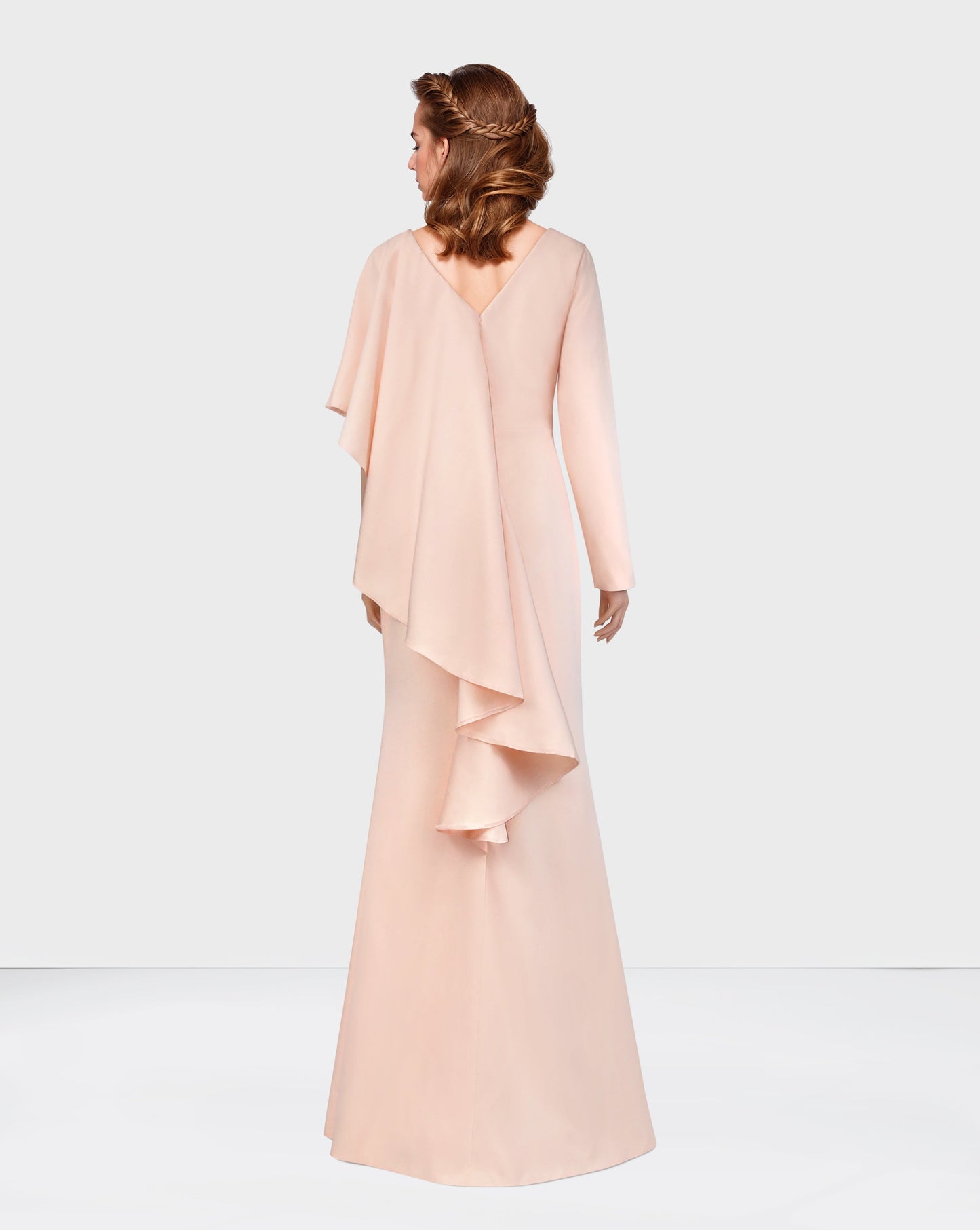 Ruffled pink dress with asymmetrical sleeves - ODD-Surinder