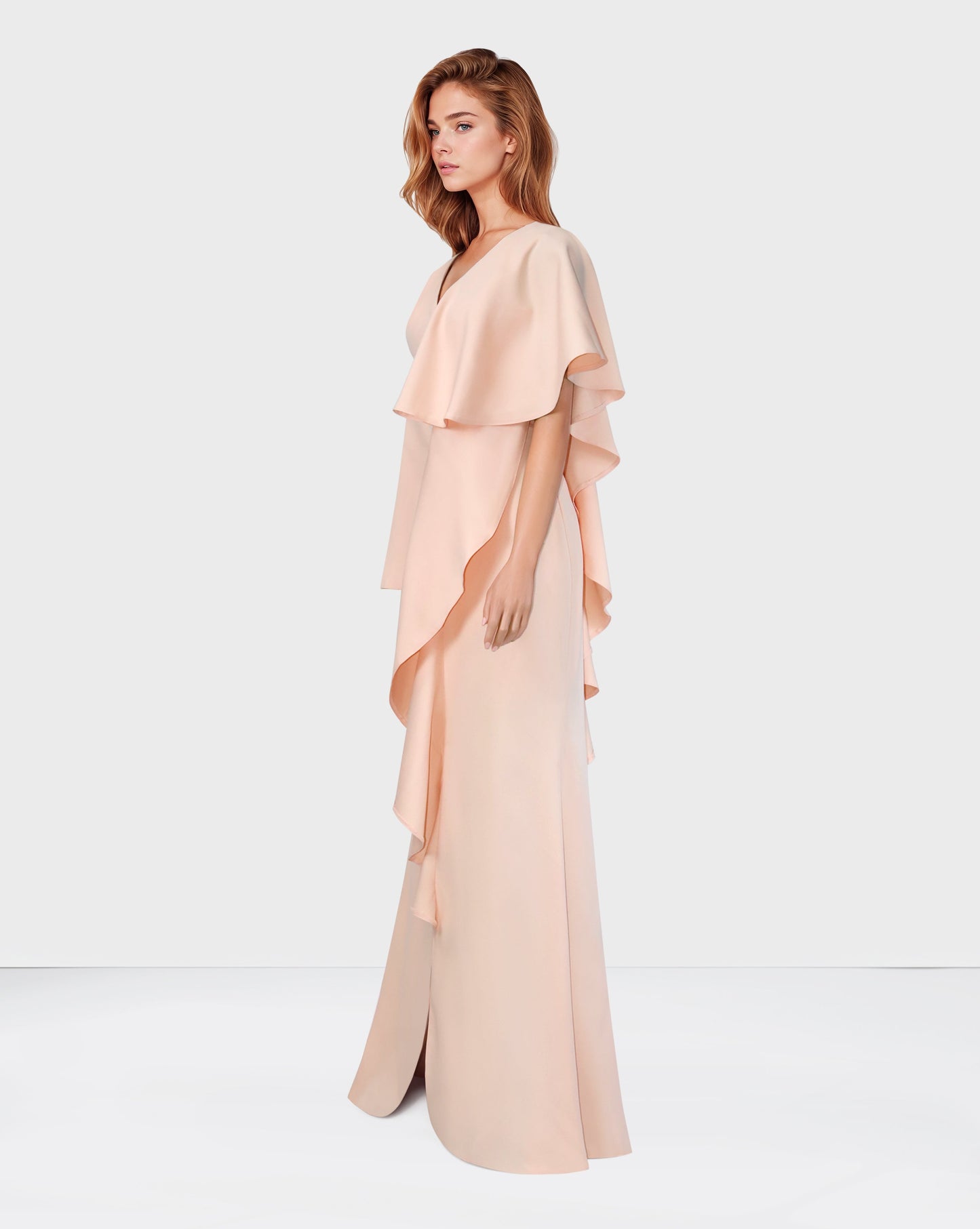 Ruffled pink dress with asymmetrical sleeves - ODD-Surinder