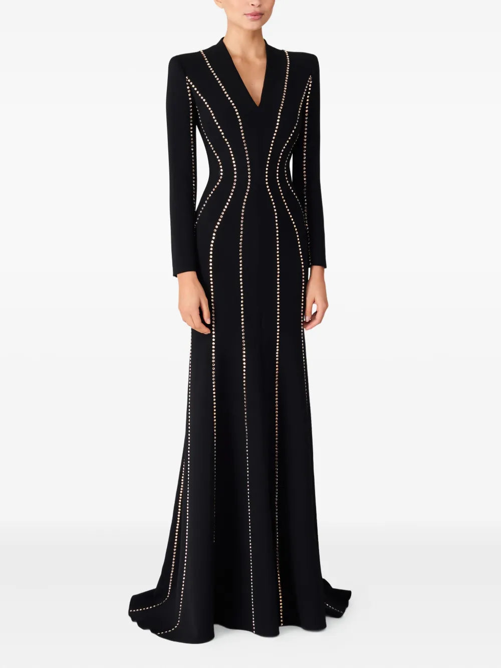 long-sleeve gown with contour stud detailing – ODD- ASTRID