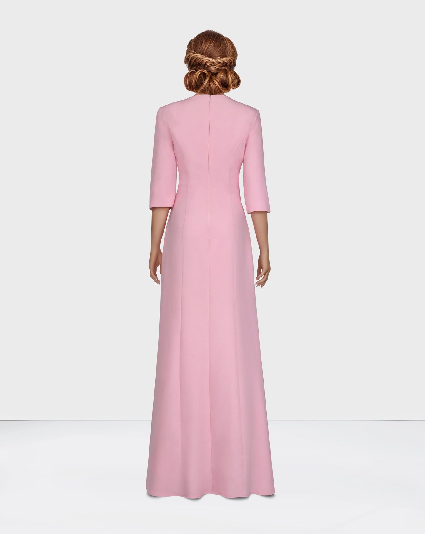 ODD-Sequinned neckline - long floor length pink dress