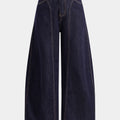 Denim Patchwork Button Pocket Wide Leg Jeans