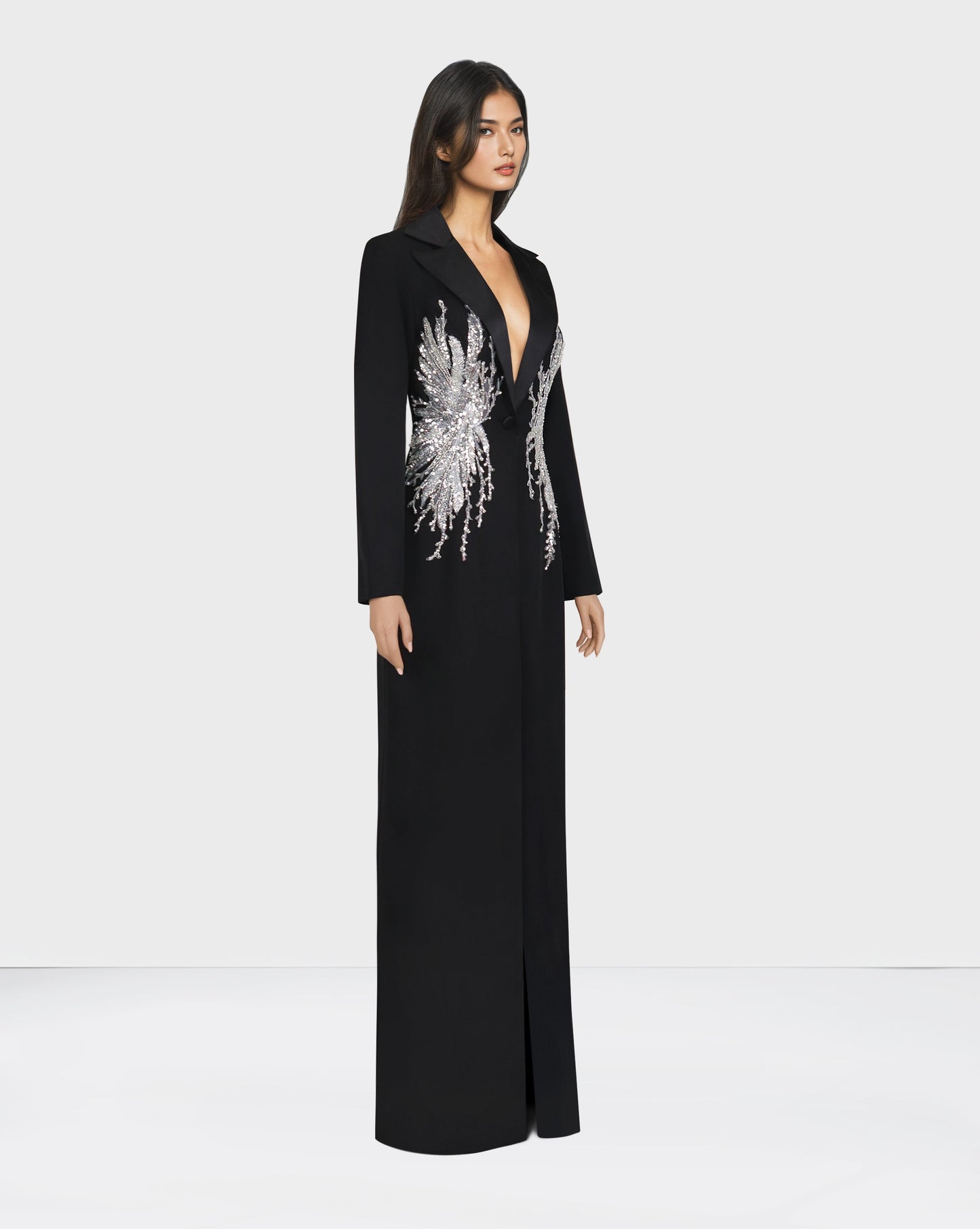 ODD-Sequined blazer dress with satin lapels