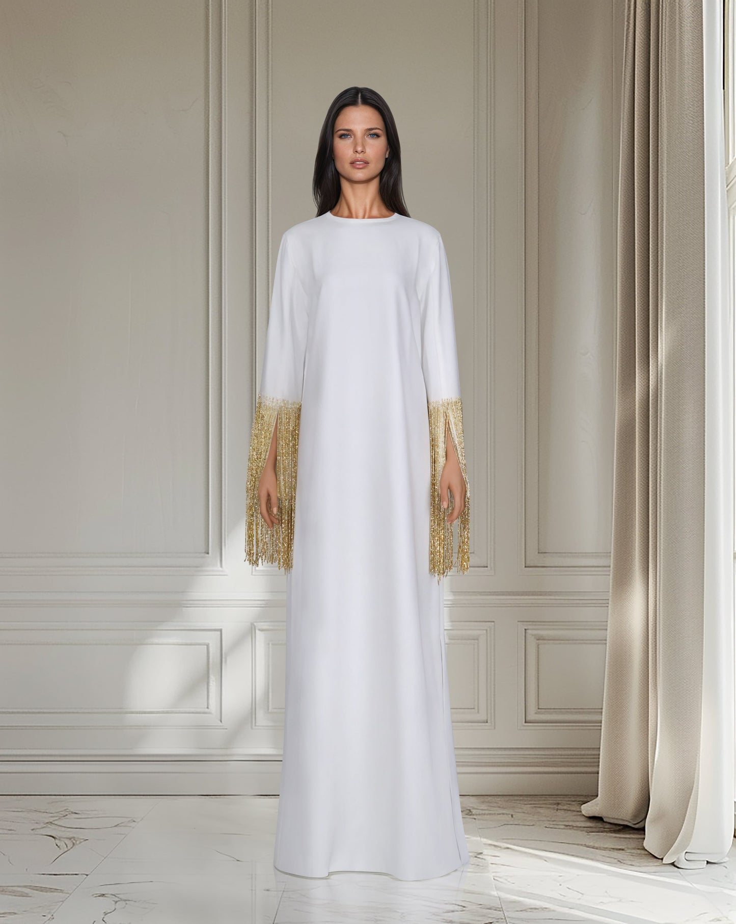 Loose dress with beaded sleeves - ODD-Zaydin