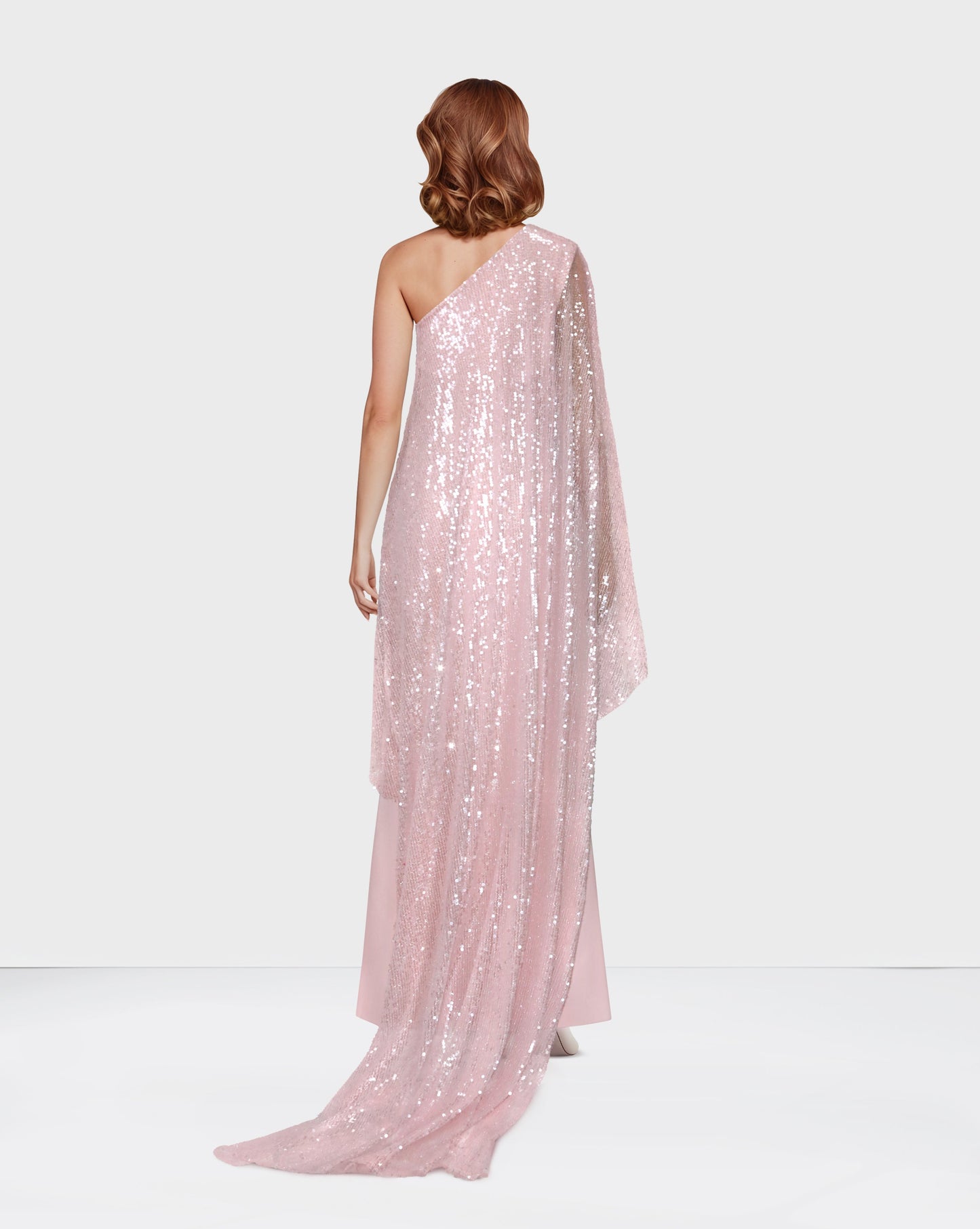 Off Shoulder  pink dress with sequined cape - ODD-Nardin