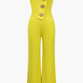 Solid Button Asymmetrical Jumpsuit