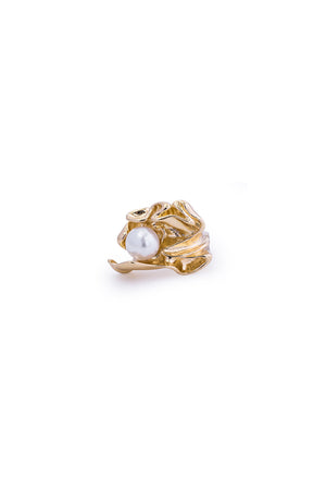 Metal Wrinkled Pearl Rings