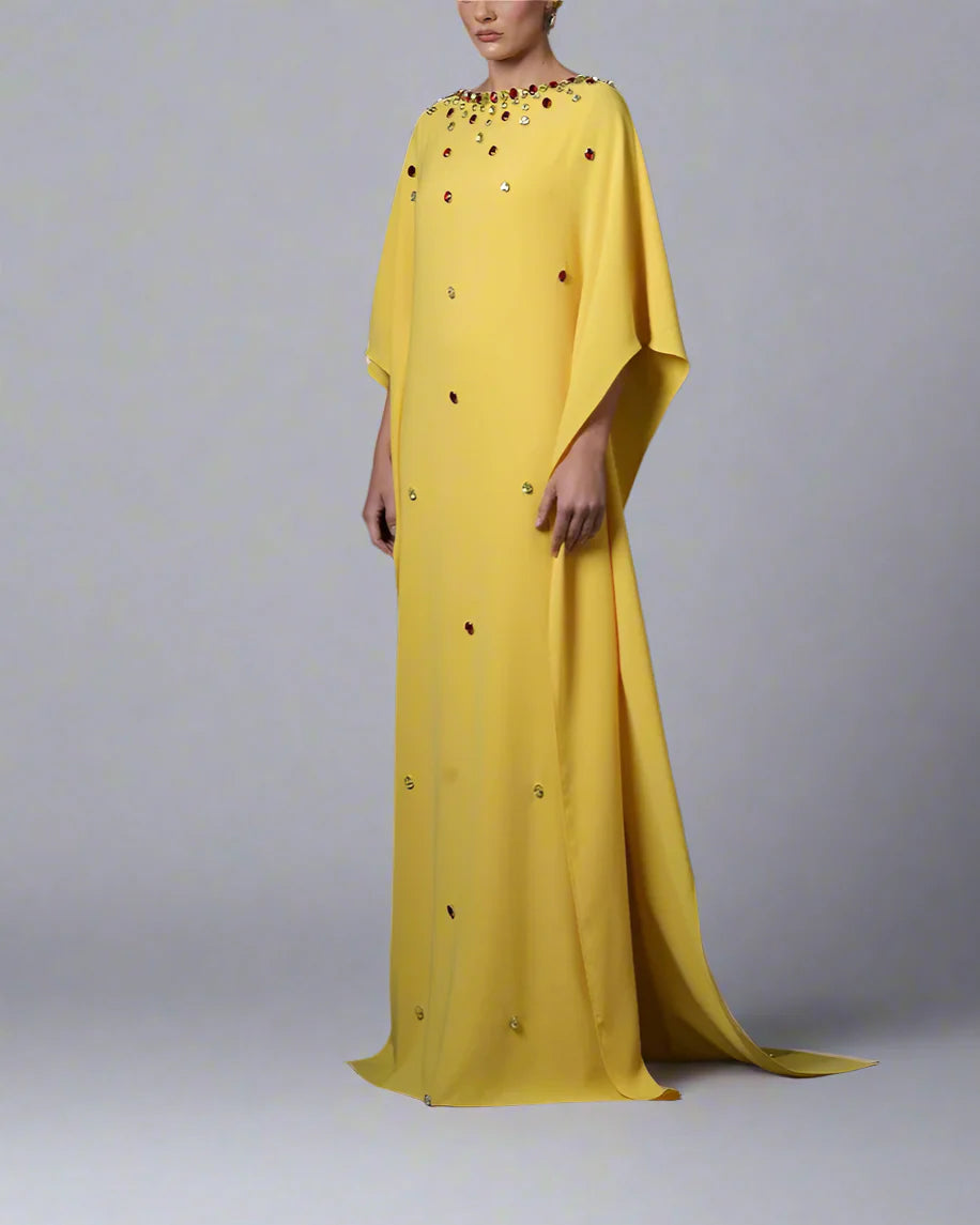 Yellow Crystal Embellished Dress - ODD- Susan