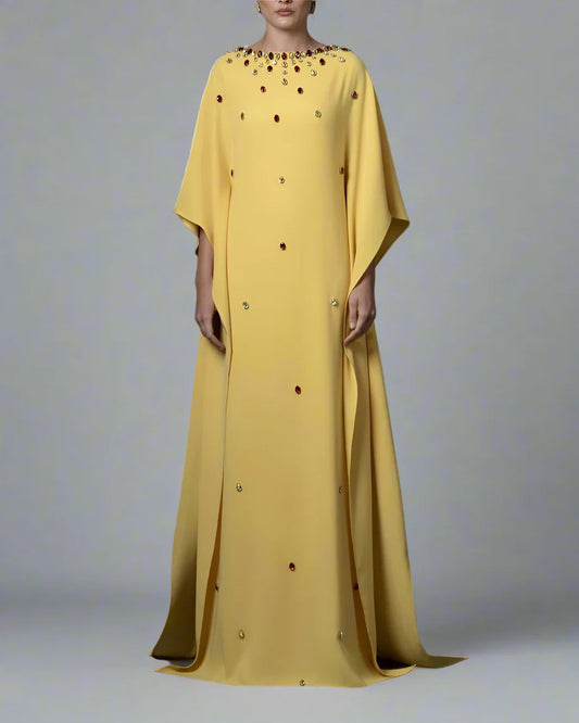 Yellow Crystal Embellished Dress - ODD- Susan