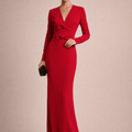 long sleeve V-neck gown with double bow detail – ODD- WALID