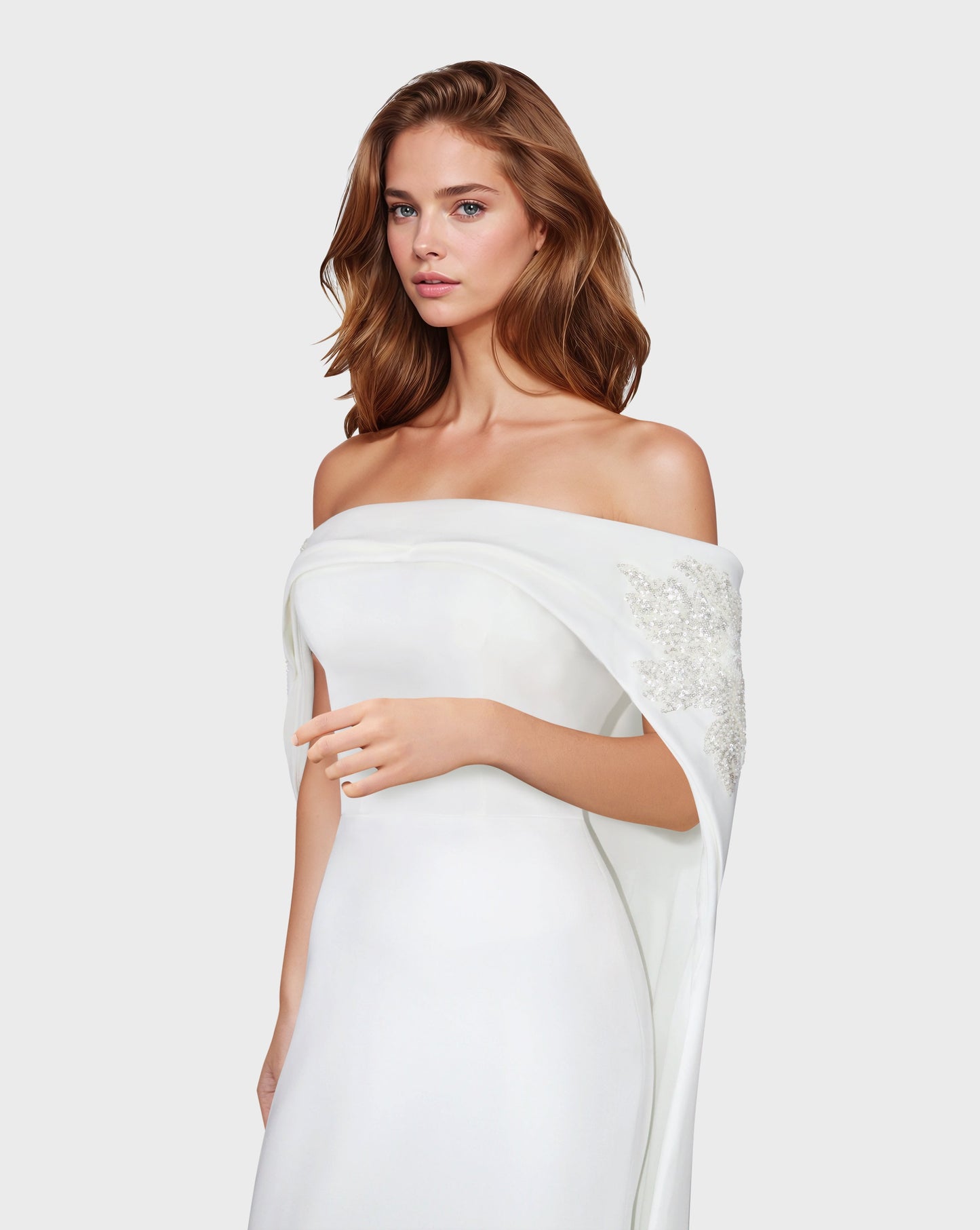 ODD-Strapless Sequined dress with a long train