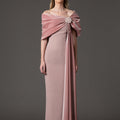 off-shoulder column gown with embellished velvet drape – ODD- ELYSIA