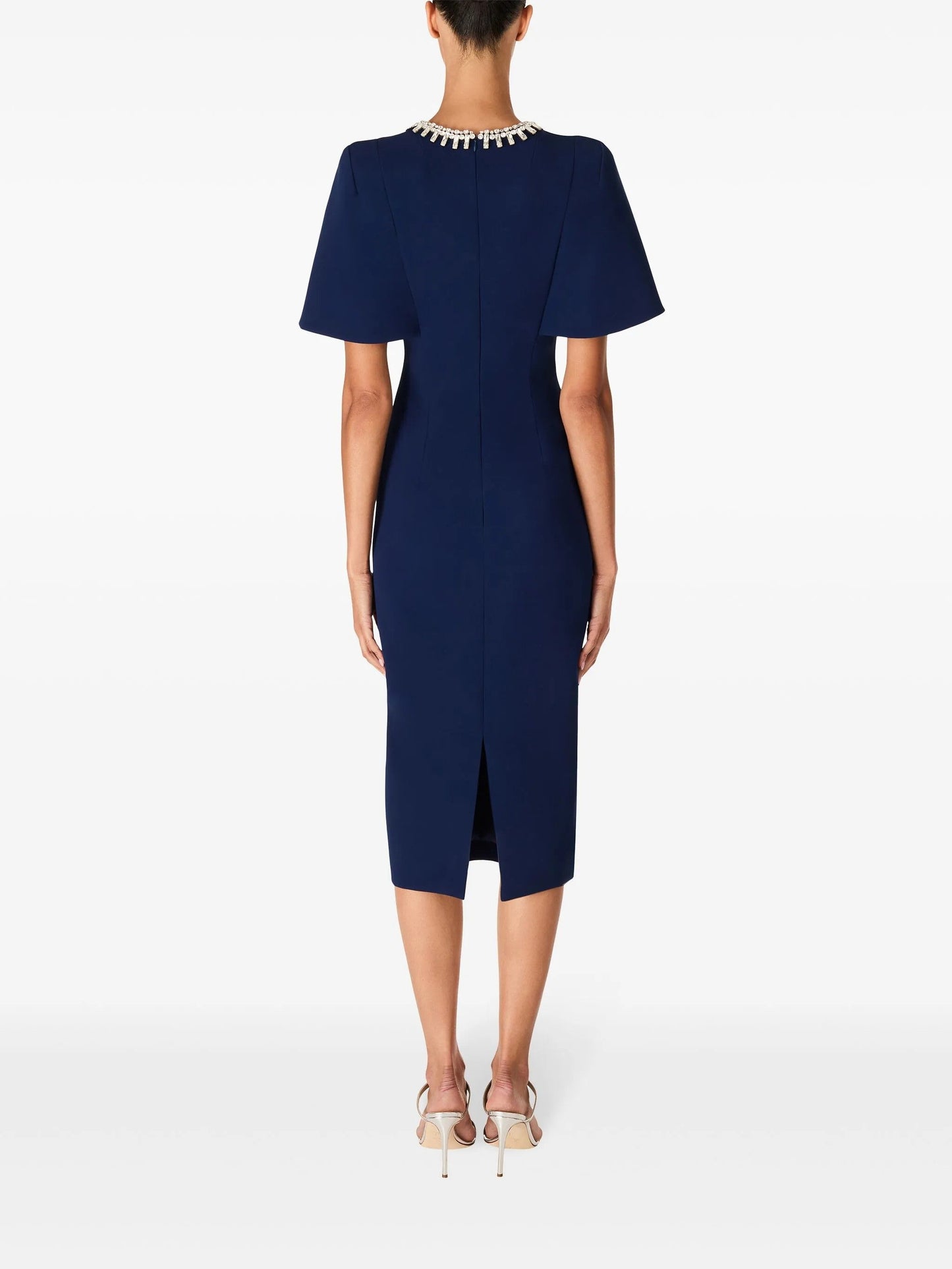 embellished neckline sheath dress with flutter sleeves – ODD- FEDAH