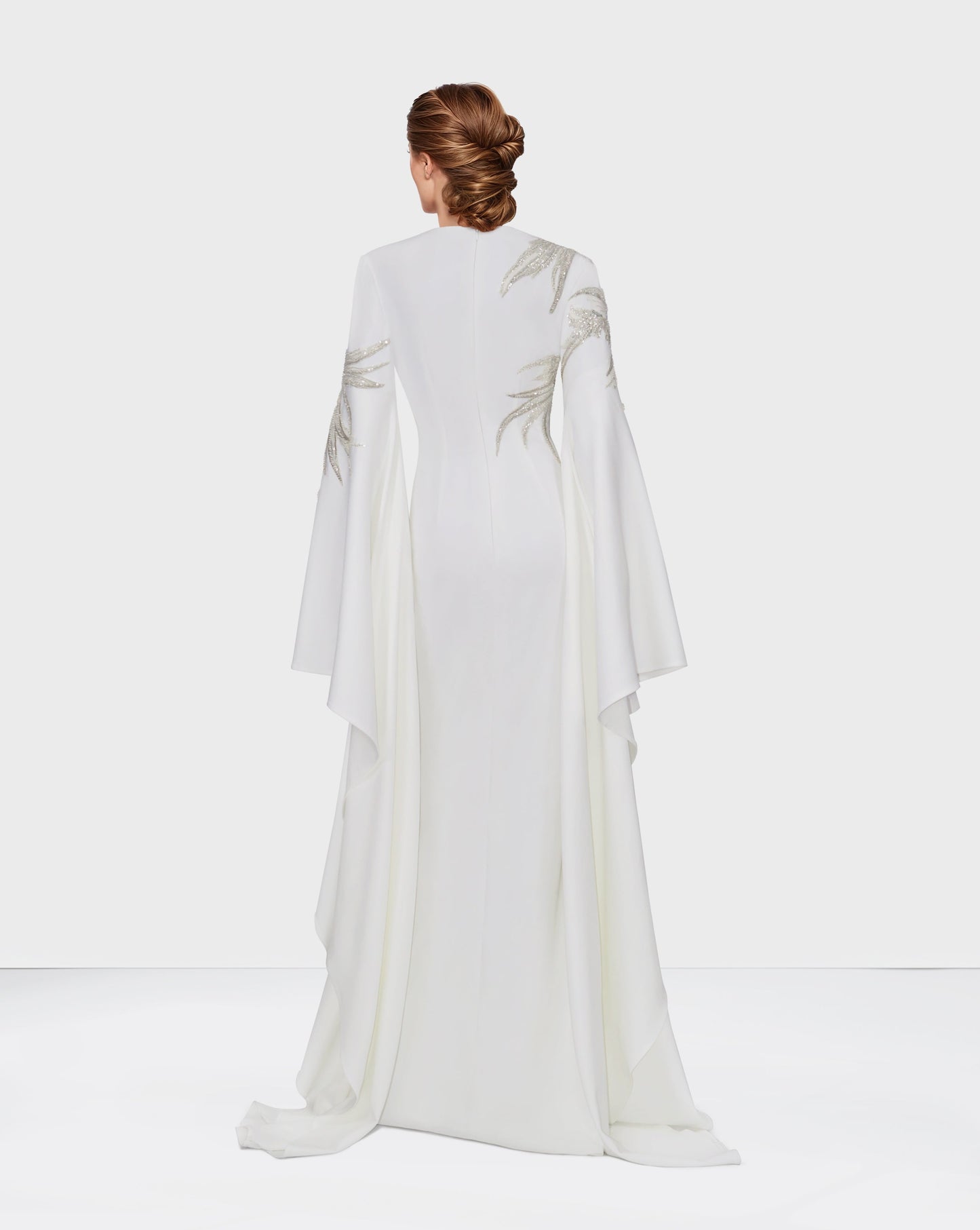 ODD-Sequined white dress with floor-length sleeves