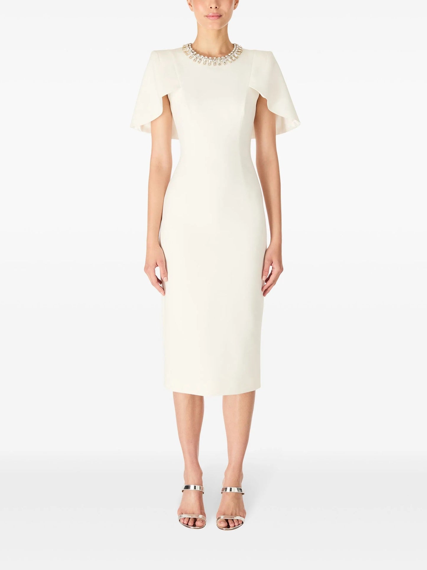 embellished neckline sheath dress with flutter sleeves – ODD- FEDAH