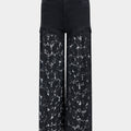 Lace Denim Patchwork Button Pokcet Wide Leg Jeans