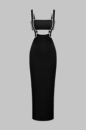 Contrast Trim Tube Top And Pinafore Dress Set