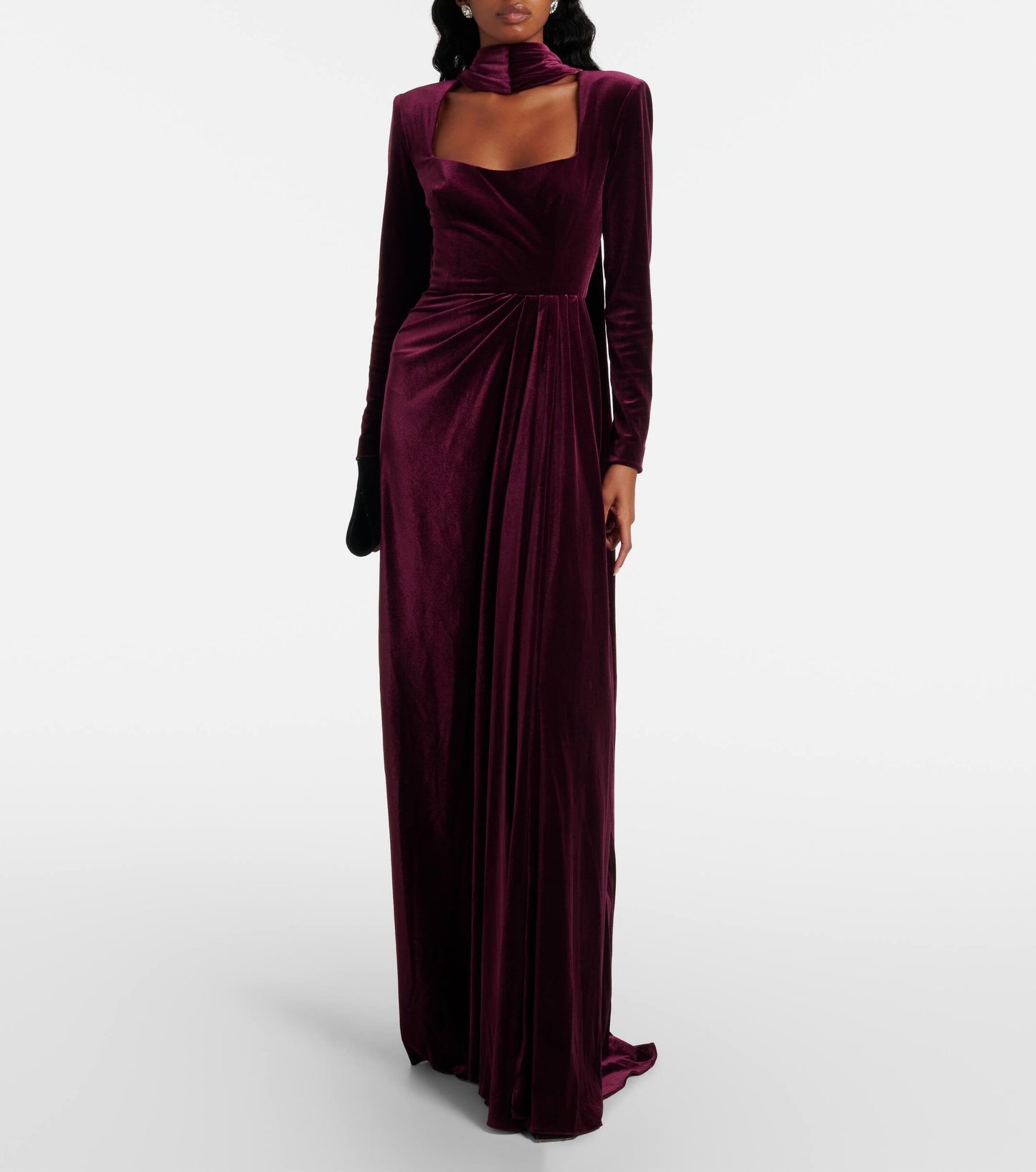 velvet gown with draped waist and choker neckline – ODD- MARCELA