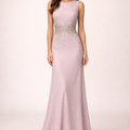 sleeveless evening gown with crystal embellished waist – ODD- BLUSH