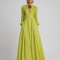 Lime Green Gathered Waist Shirt Maxi Dress - ODD- ROSÉVAS