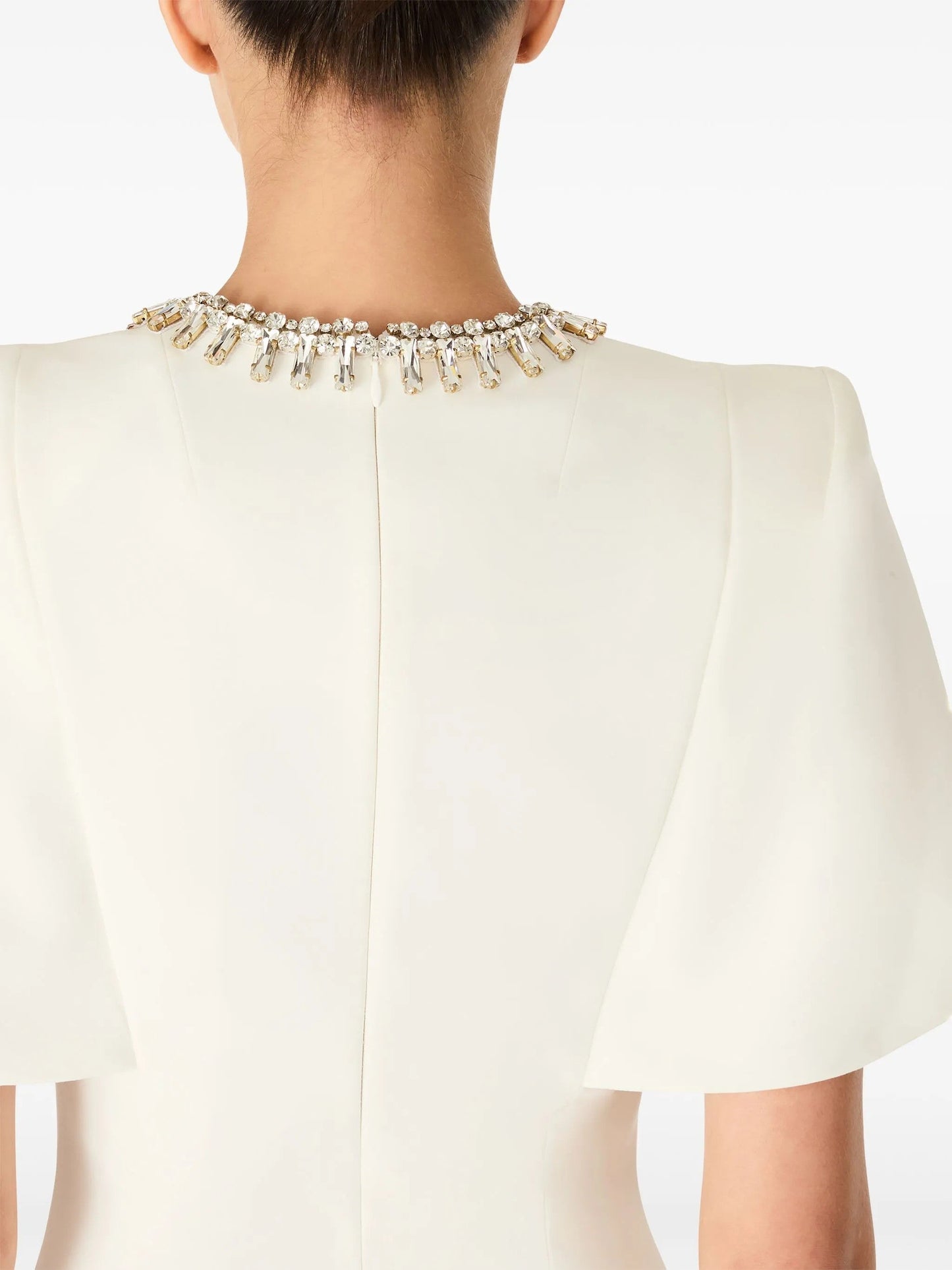 embellished neckline sheath dress with flutter sleeves – ODD- FEDAH