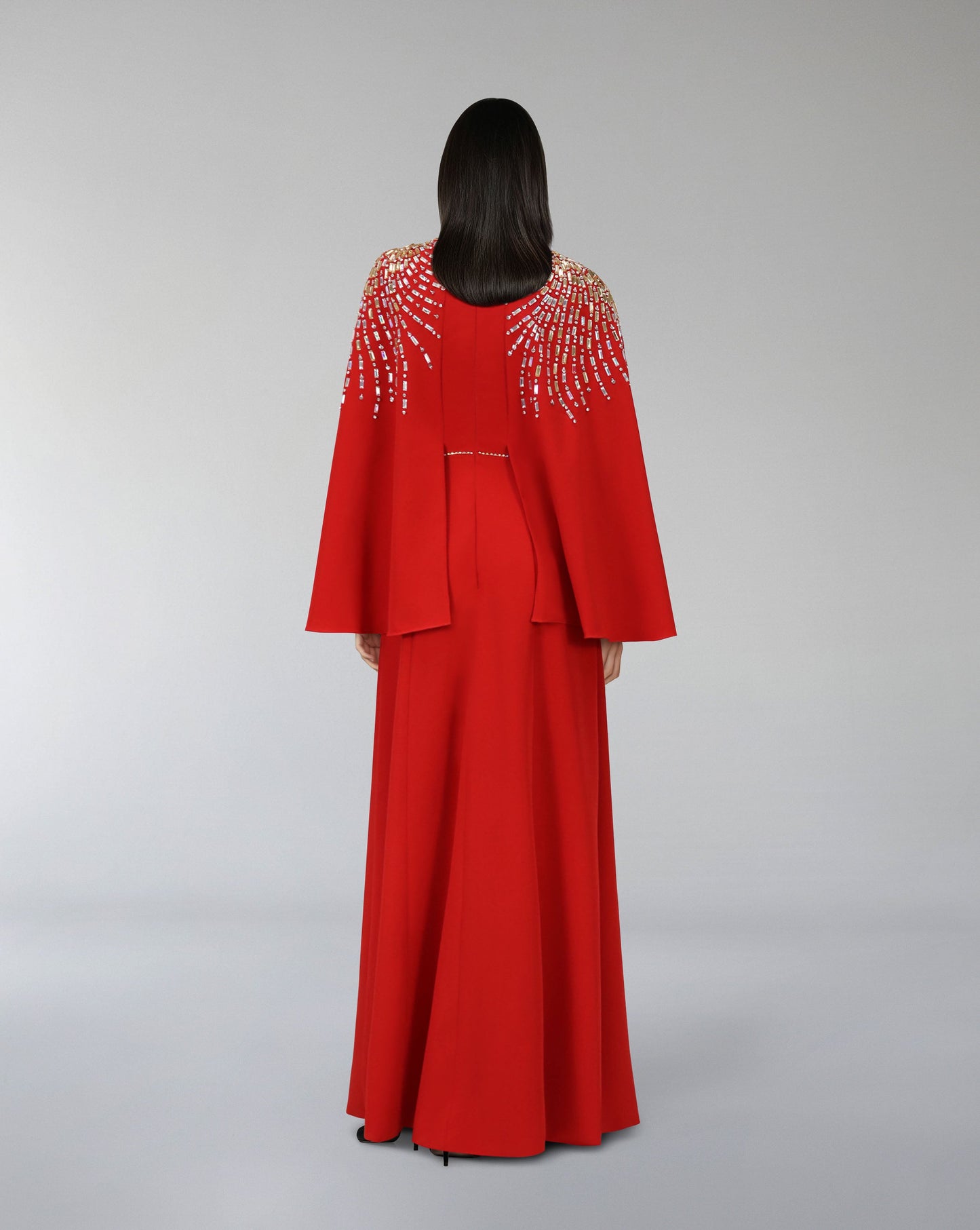 Beaded shoulders dress with cape sleeves  _ ODD-CARMAH