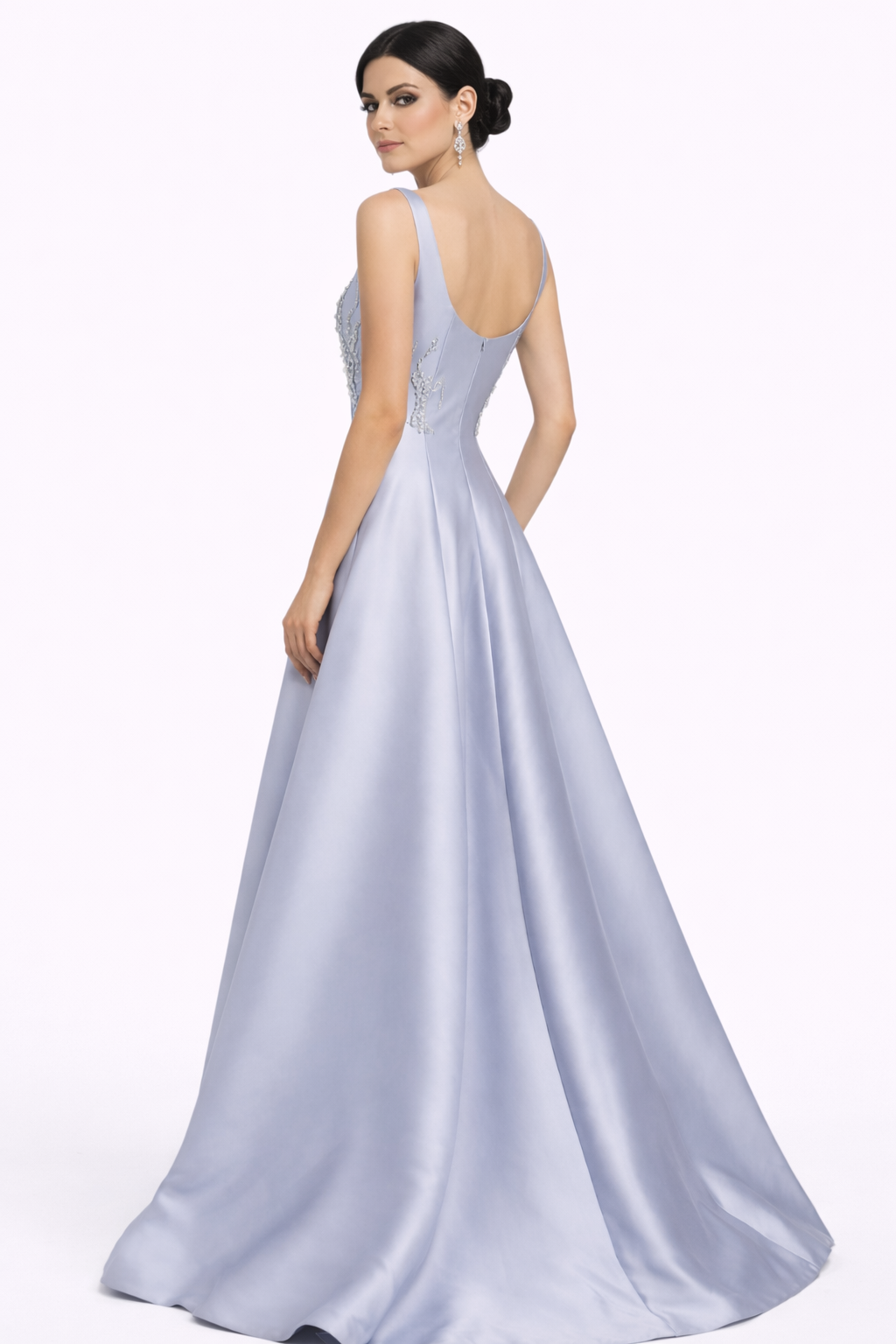 sleeveless square neck ball gown with pearl embellishment – ODD- DREAM