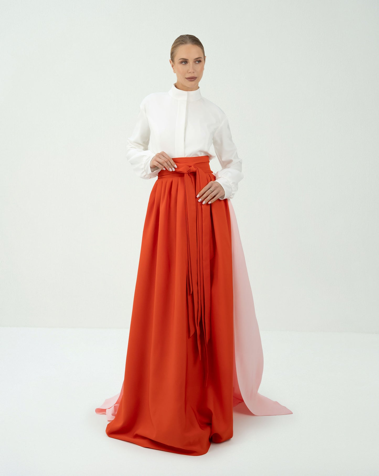 floor-length skirt with straps and white shirt  -ODD-IMARA SET