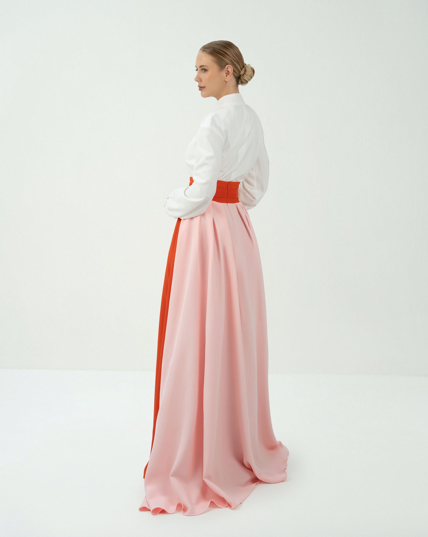 floor-length skirt with straps and white shirt  -ODD-IMARA SET