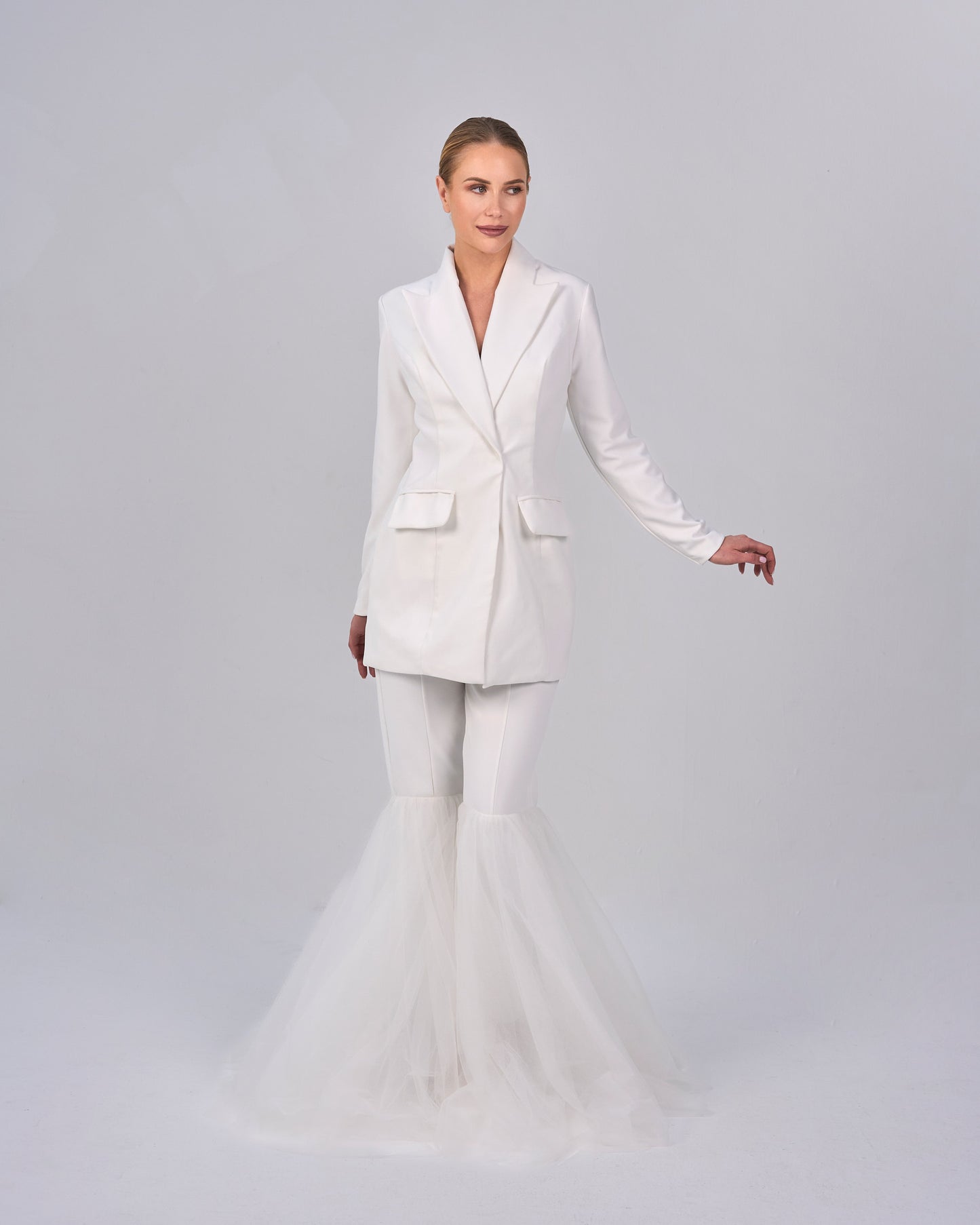 White blazer with bottom bell pants - ODD- DAHLIA SET