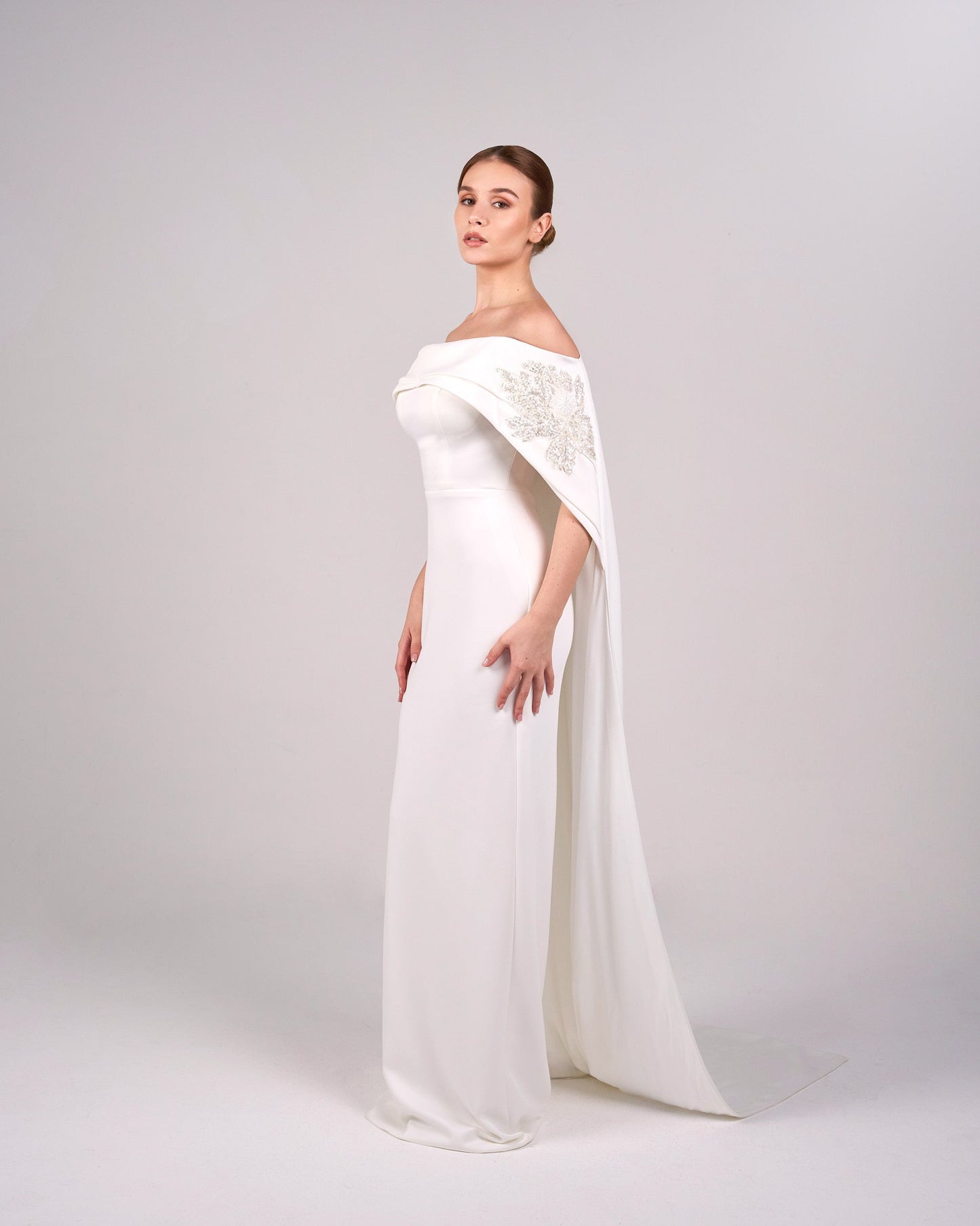 ODD-Strapless Sequined dress with a long train