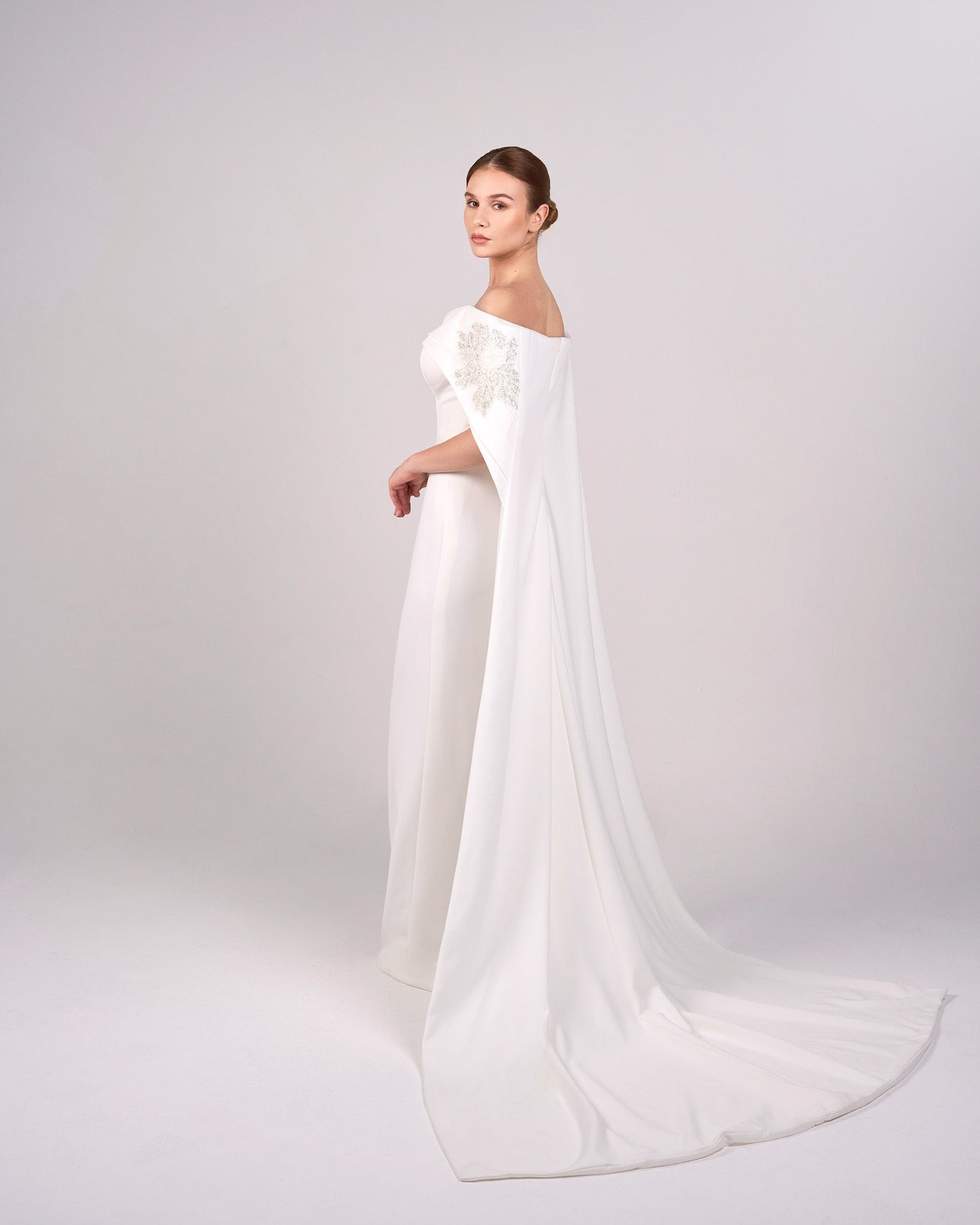 ODD-Strapless Sequined dress with a long train