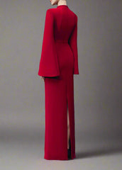 Long-sleeve column dress with floral sequin embellishment - ODD- Cecilia