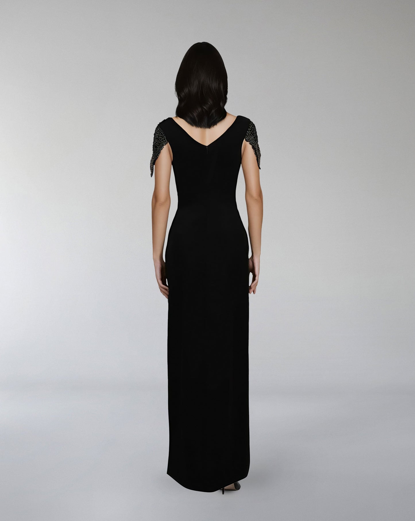 Embellished Cap-Sleeve Column Gown – ODD- NOIVA