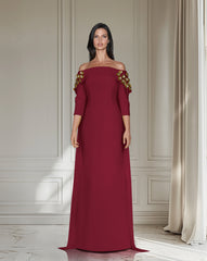 Strapless dress with back cape and 3D flowers - ODD-Zosime