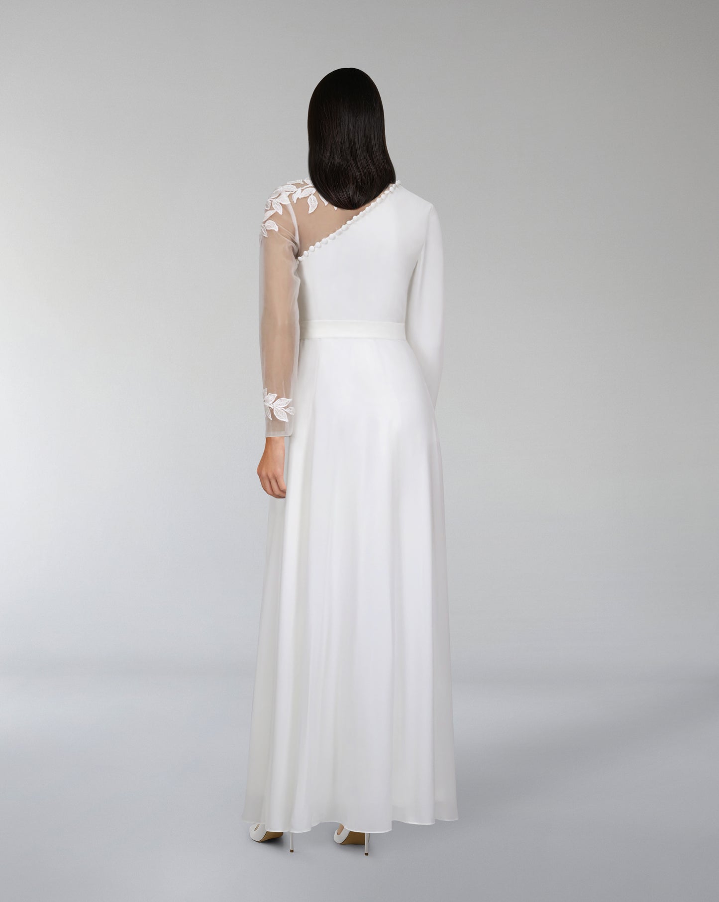 Shoulder off dress with see-through sleeve - ODD-QLVEN