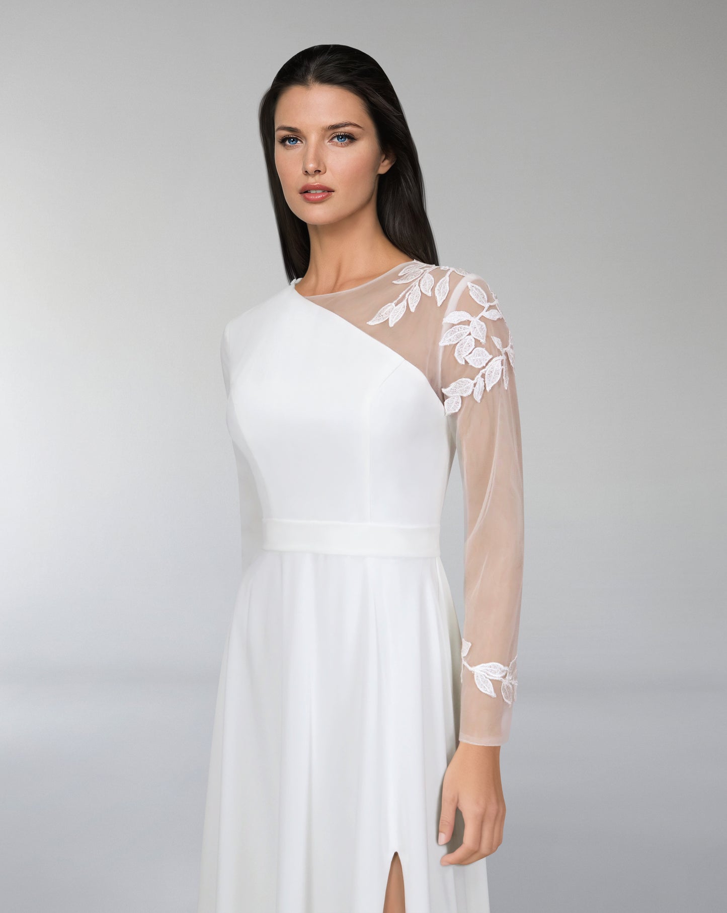 Shoulder off dress with see-through sleeve - ODD-QLVEN