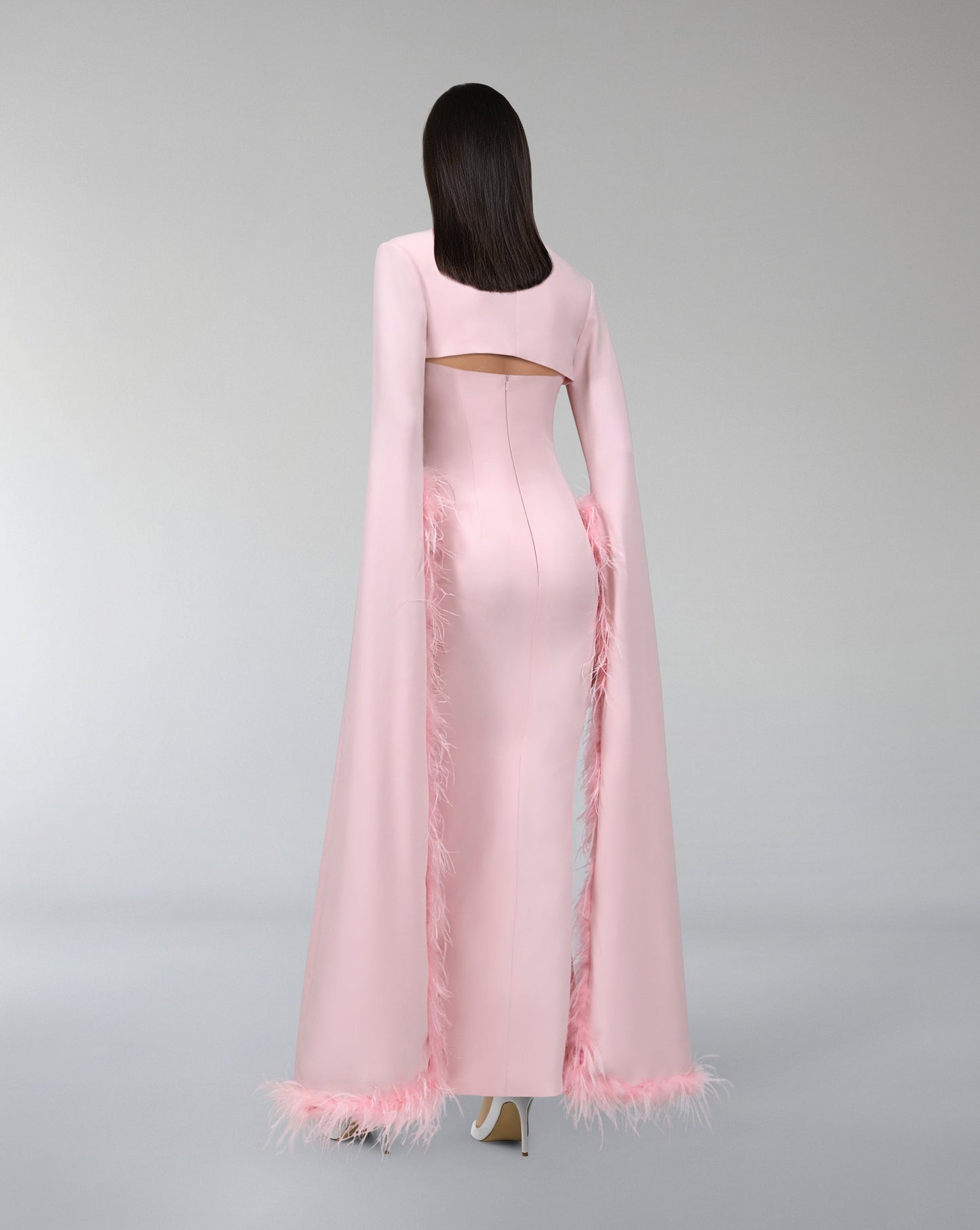 Strapless column dress with capelet and long floor sleeves - ODD-LURES