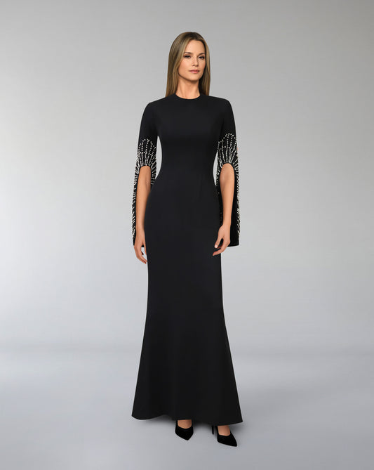 Column dress with beaded long sleeves - ODD-LOGAAN