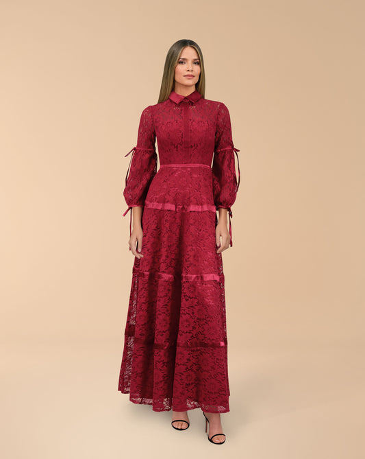 Lace dress with satin strips ODD-Thurayya