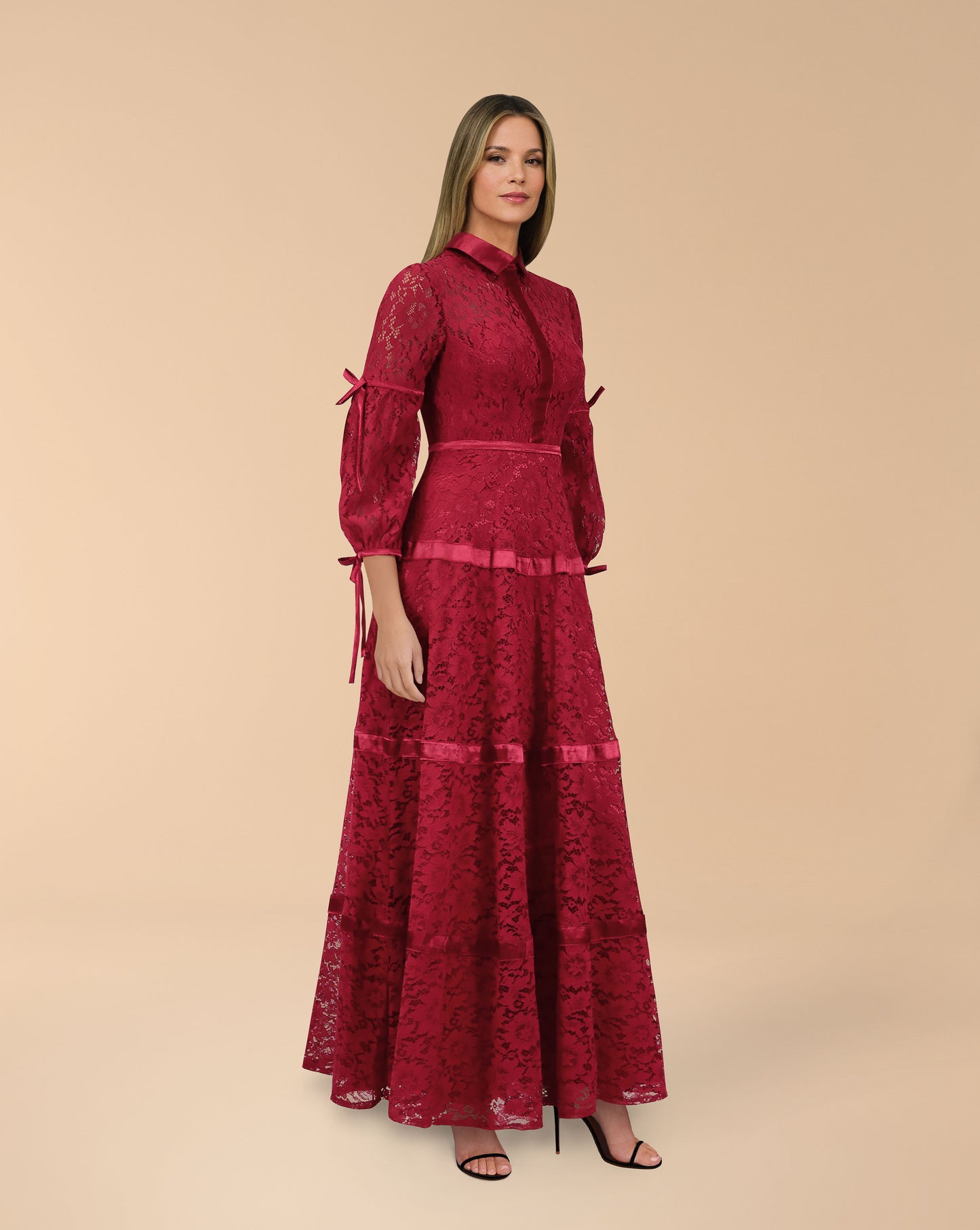 Lace dress with satin strips ODD-Thurayya